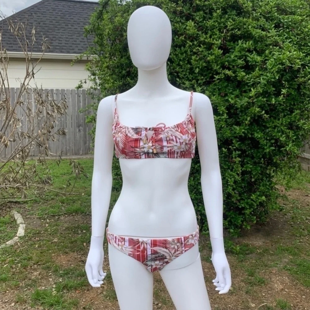 NWT Anthro Bikini Bottom Dolce Vita Tropical Print Cheeky Ruched Swim Bottom